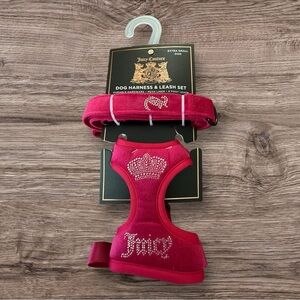Juicy Couture Pink Dog Harness Leash Set XS Rhinestone Crown NWT